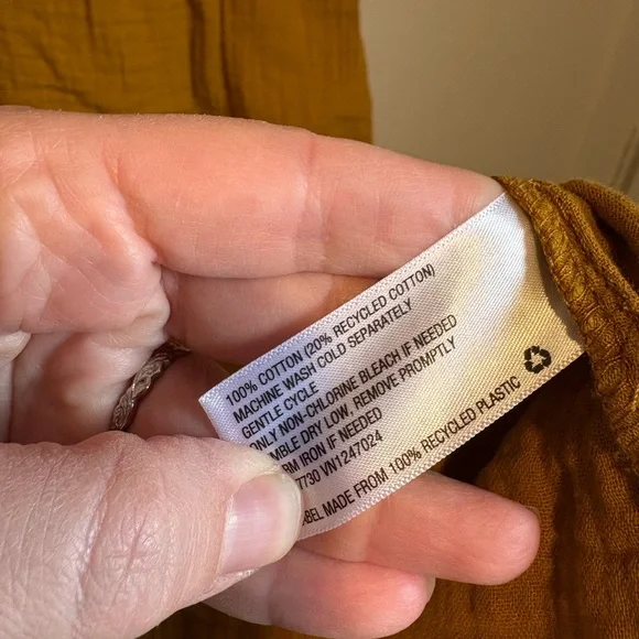 Universal Thread Mustard Long Sleeve Cotton Gauze Maxi Dress - Picture 4 of 5